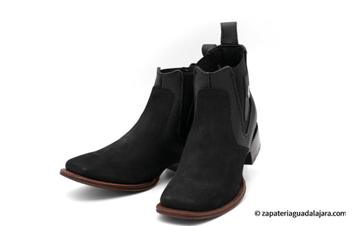 VESTIGIUM 782B6305 WIDE SQUARE TOE NOBUCK BLACK | Genuine Leather Vaquero Boots and Cowboy Hats | Zapateria Guadalajara | Authentic Mexican Western Wear