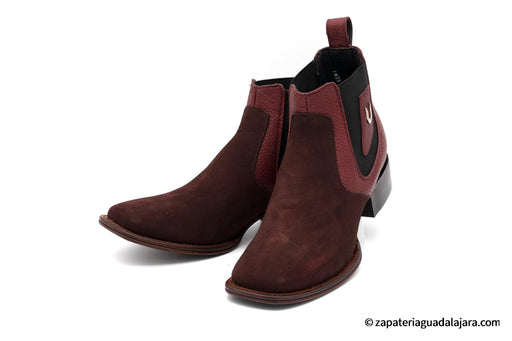 VESTIGIUM 782B6306 WIDE SQUARE TOE NOBUCK BURGUNDY | Genuine Leather Vaquero Boots and Cowboy Hats | Zapateria Guadalajara | Authentic Mexican Western Wear