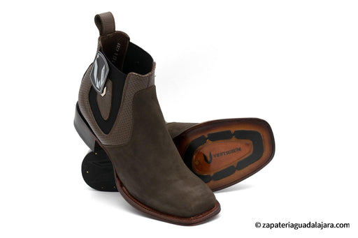 VESTIGIUM 782B6359 WIDE SQUARE TOE NOBUCK DARK TABACCO | Genuine Leather Vaquero Boots and Cowboy Hats | Zapateria Guadalajara | Authentic Mexican Western Wear