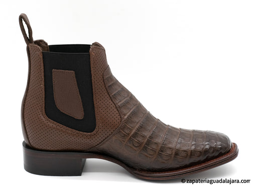 VESTIGIUM 782B8216 WIDE SQUARE TOE CAIMAN BELLY FADED BROWN | Genuine Leather Vaquero Boots and Cowboy Hats | Zapateria Guadalajara | Authentic Mexican Western Wear
