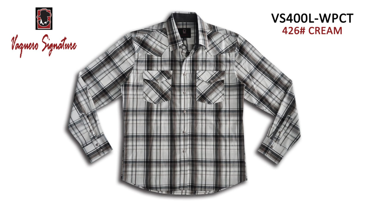 VS400L - WPCT 426# CREAM Vaquero Signature Fashion Printed shirts | Genuine Leather Vaquero Boots and Cowboy Hats | Zapateria Guadalajara | Authentic Mexican Western Wear
