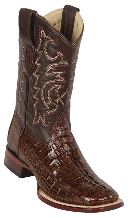 8220107 LOS ALTOS BOOTS WIDE SQUARE TOE CAIMAN TAIL BROWN | Genuine Leather Vaquero Boots and Cowboy Hats | Zapateria Guadalajara | Authentic Mexican Western Wear