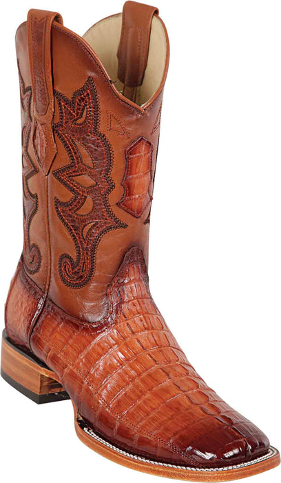 8220157 LOS ALTOS BOOTS WIDE SQUARE TOE CAIMAN TAIL FADED COGNAC | Genuine Leather Vaquero Boots and Cowboy Hats | Zapateria Guadalajara | Authentic Mexican Western Wear