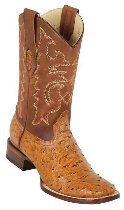 8220354 LOS ALTOS BOOTS WIDE SQUARE TOE OSTRICH AMBER | Genuine Leather Vaquero Boots and Cowboy Hats | Zapateria Guadalajara | Authentic Mexican Western Wear