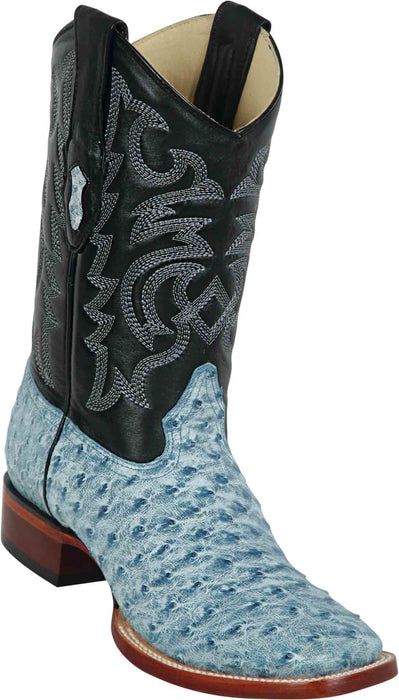 8220382 LOS ALTOS BOOTS WIDE SQUARE TOE OSTRICH RUSTIC BLUE | Genuine Leather Vaquero Boots and Cowboy Hats | Zapateria Guadalajara | Authentic Mexican Western Wear