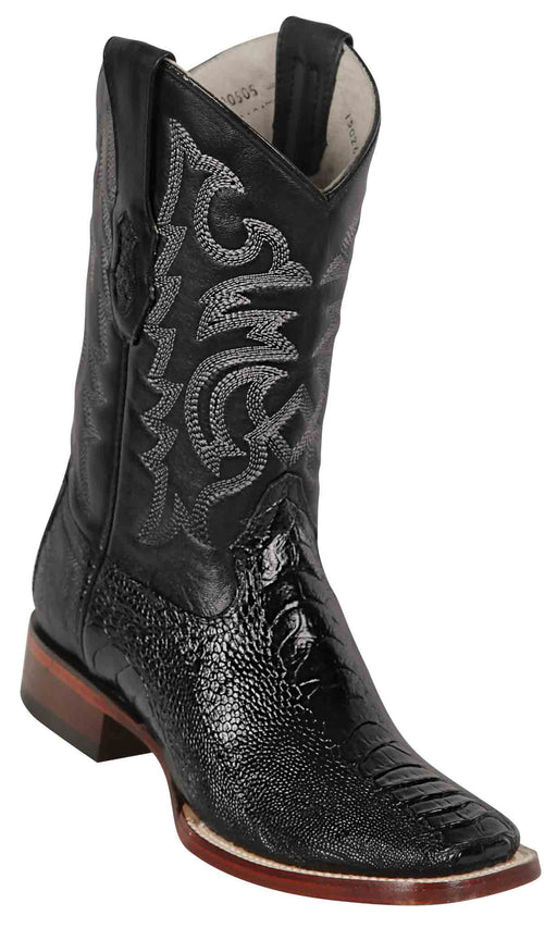 8220505 LOS ALTOS BOOTS WIDE SQUARE TOE OSTRICH LEG BLACK | Genuine Leather Vaquero Boots and Cowboy Hats | Zapateria Guadalajara | Authentic Mexican Western Wear