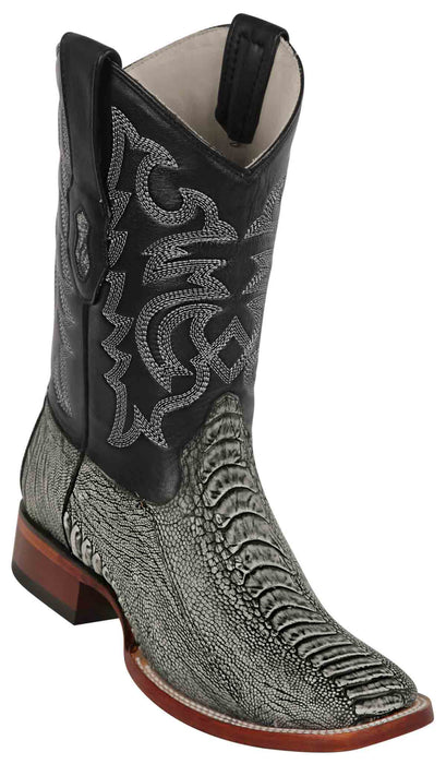 8220581 LOS ALTOS BOOTS WIDE SQUARE TOE OSTRICH LEG RUSTIC BLACK | Genuine Leather Vaquero Boots and Cowboy Hats | Zapateria Guadalajara | Authentic Mexican Western Wear