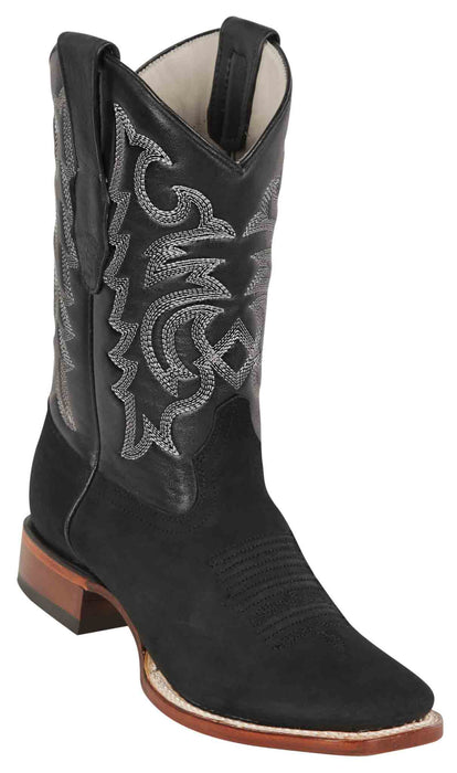 8226305 LOS ALTOS BOOTS WIDE SQUARE TOE NOBUCK BLACK | Genuine Leather Vaquero Boots and Cowboy Hats | Zapateria Guadalajara | Authentic Mexican Western Wear