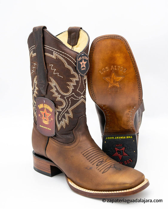 LA-8229940 MEN WIDE SQUARE TOE RAGE WALNUT | Genuine Leather Vaquero Boots and Cowboy Hats | Zapateria Guadalajara | Authentic Mexican Western Wear