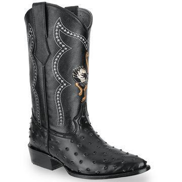 JB901 J Toe Ostrich Black Print leather | Genuine Leather Vaquero Boots and Cowboy Hats | Zapateria Guadalajara | Authentic Mexican Western Wear