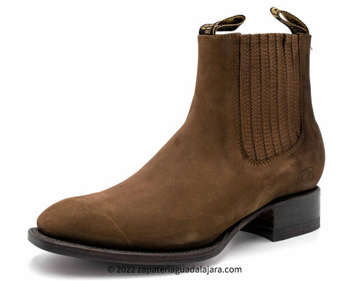 968B6307 SQUARE TOE CHARRO BOOT NOBUCK BROWN | Genuine Leather Vaquero Boots and Cowboy Hats | Zapateria Guadalajara | Authentic Mexican Western Wear