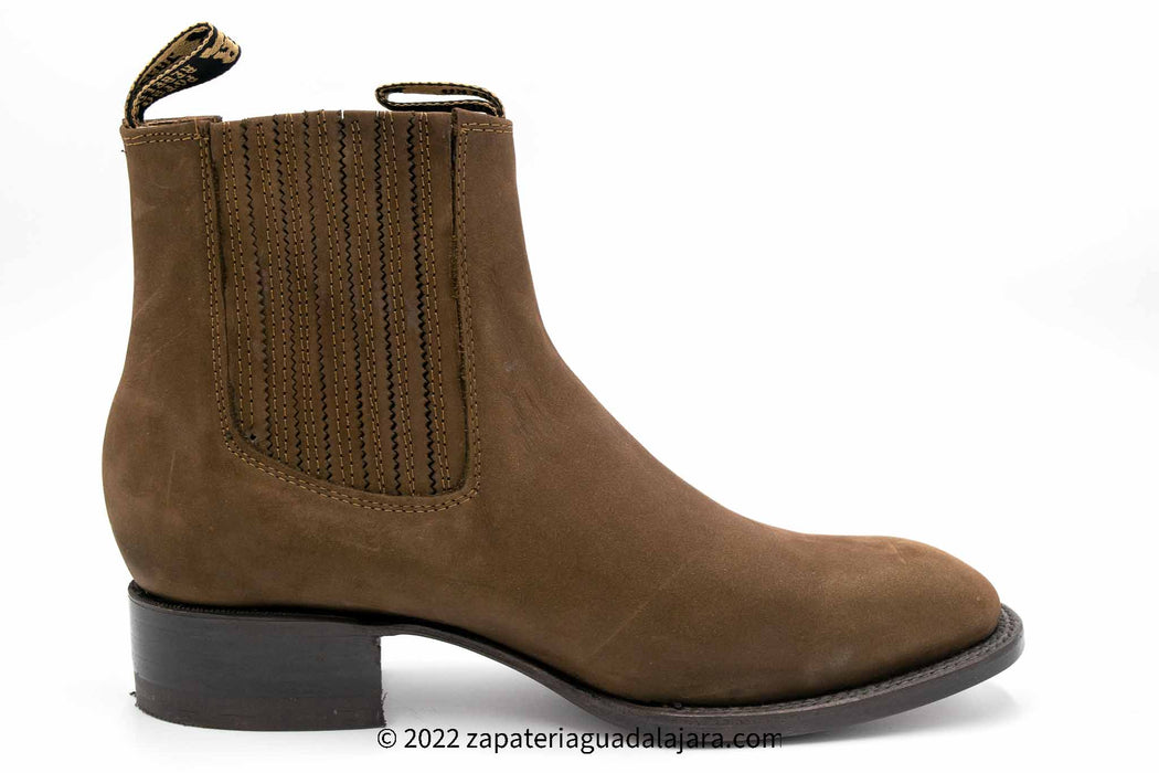 968B6307 SQUARE TOE CHARRO BOOT NOBUCK BROWN | Genuine Leather Vaquero Boots and Cowboy Hats | Zapateria Guadalajara | Authentic Mexican Western Wear