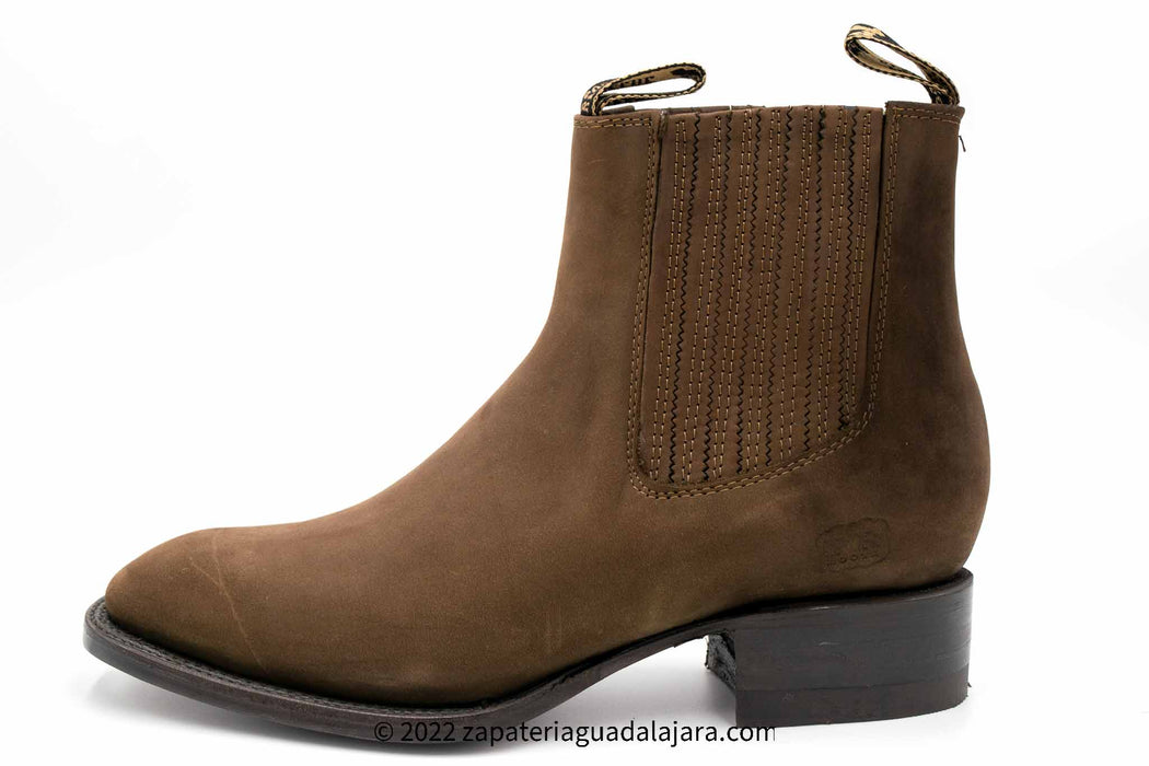 968B6307 SQUARE TOE CHARRO BOOT NOBUCK BROWN | Genuine Leather Vaquero Boots and Cowboy Hats | Zapateria Guadalajara | Authentic Mexican Western Wear