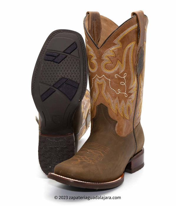 AR044 RODEO RODEO CRAZY BROWN RUBBER SOLE | Genuine Leather Vaquero Boots and Cowboy Hats | Zapateria Guadalajara | Authentic Mexican Western Wear