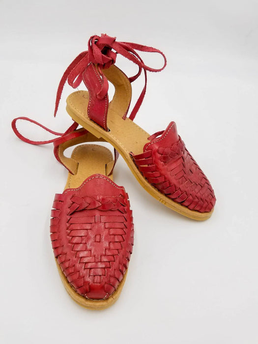 ARTESIAN HUARACHE ALPARGATA RED | Genuine Leather Vaquero Boots and Cowboy Hats | Zapateria Guadalajara | Authentic Mexican Western Wear