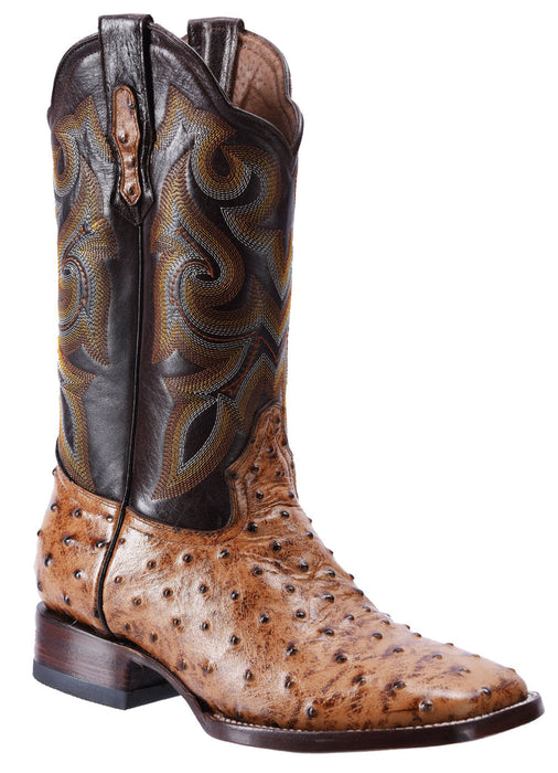 WIDE SQUARE TOE OSTRICH PRINT ORIX | Genuine Leather Vaquero Boots and Cowboy Hats | Zapateria Guadalajara | Authentic Mexican Western Wear