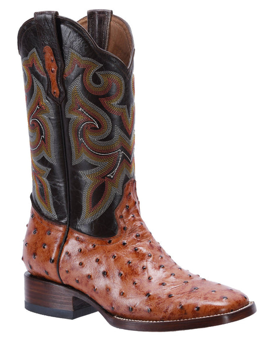 WIDE SQUARE TOE OSTRICH PRINT COGNAC | Genuine Leather Vaquero Boots and Cowboy Hats | Zapateria Guadalajara | Authentic Mexican Western Wear