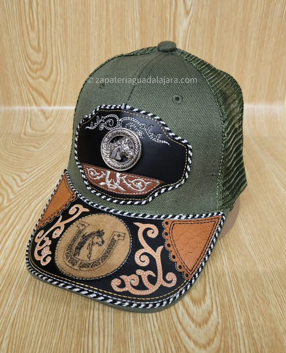 GORRAS CHARRAS GREEN/GREEN (varied designs) | Genuine Leather Vaquero Boots and Cowboy Hats | Zapateria Guadalajara | Authentic Mexican Western Wear