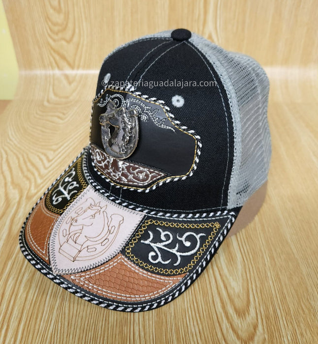 GORRAS CHARRAS BLACK/GREY (varied designs) | Genuine Leather Vaquero Boots and Cowboy Hats | Zapateria Guadalajara | Authentic Mexican Western Wear