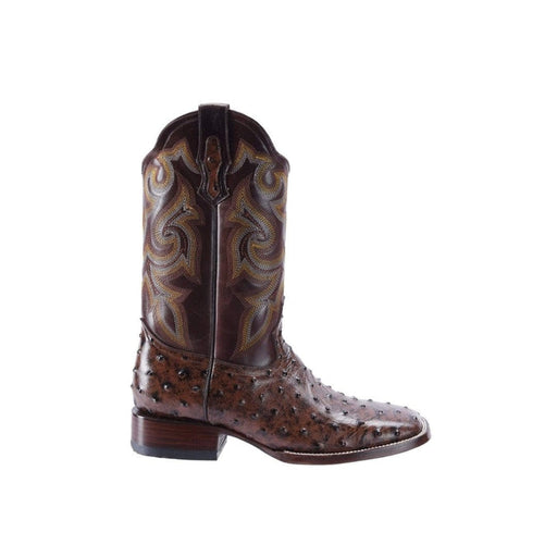 WIDE SQUARE TOE OSTRICH PRINT BROWN | Genuine Leather Vaquero Boots and Cowboy Hats | Zapateria Guadalajara | Authentic Mexican Western Wear