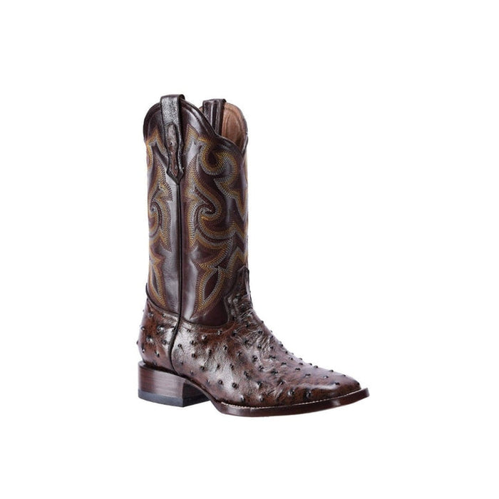 WIDE SQUARE TOE OSTRICH PRINT BROWN | Genuine Leather Vaquero Boots and Cowboy Hats | Zapateria Guadalajara | Authentic Mexican Western Wear