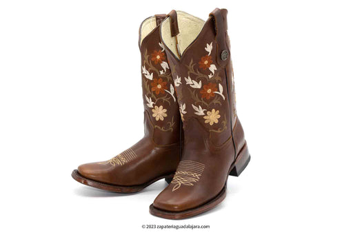 Women western COWGIRL SQUARE TOE ANKLE BOOTS BOOTIES Flower Botines Dama  VAQUERA