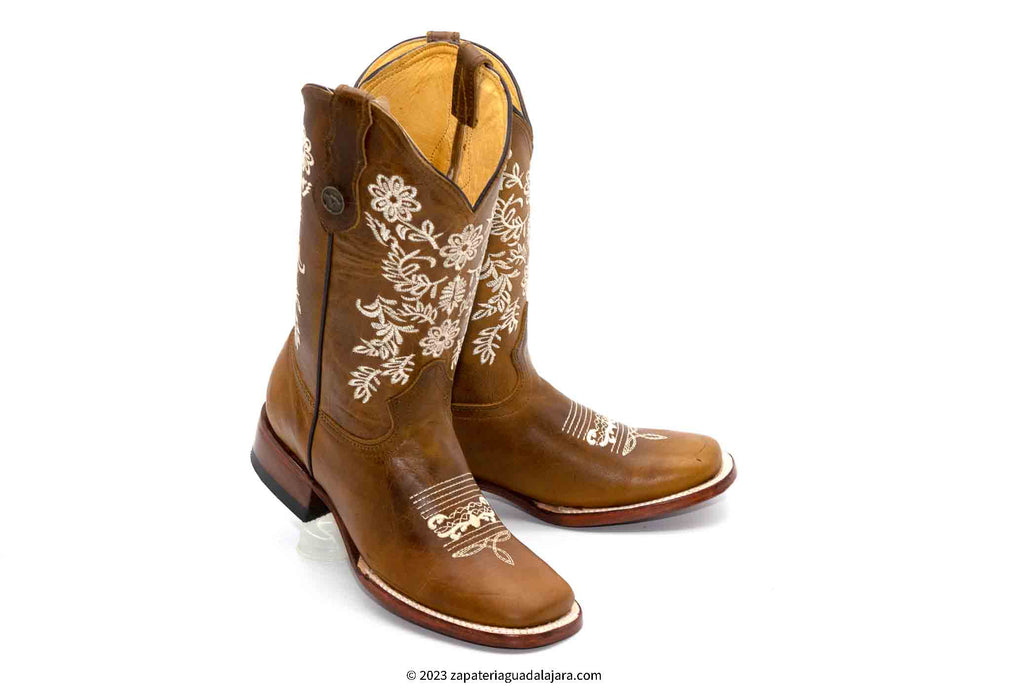 H227251 WIDE SQUARE TOE VOLCANO HONEY | Genuine Leather Vaquero Boots and Cowboy Hats | Zapateria Guadalajara | Authentic Mexican Western Wear