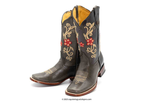 H229509 WIDE SQUARE TOE GREY | Genuine Leather Vaquero Boots and Cowboy Hats | Zapateria Guadalajara | Authentic Mexican Western Wear