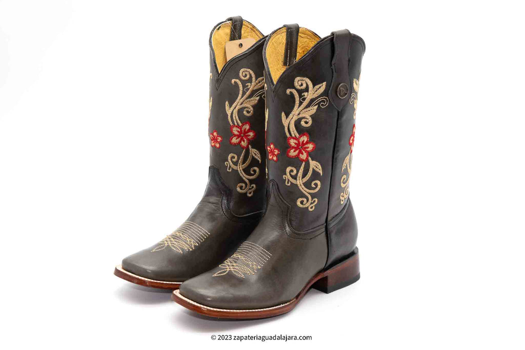 H229509 WIDE SQUARE TOE GREY | Genuine Leather Vaquero Boots and Cowboy Hats | Zapateria Guadalajara | Authentic Mexican Western Wear