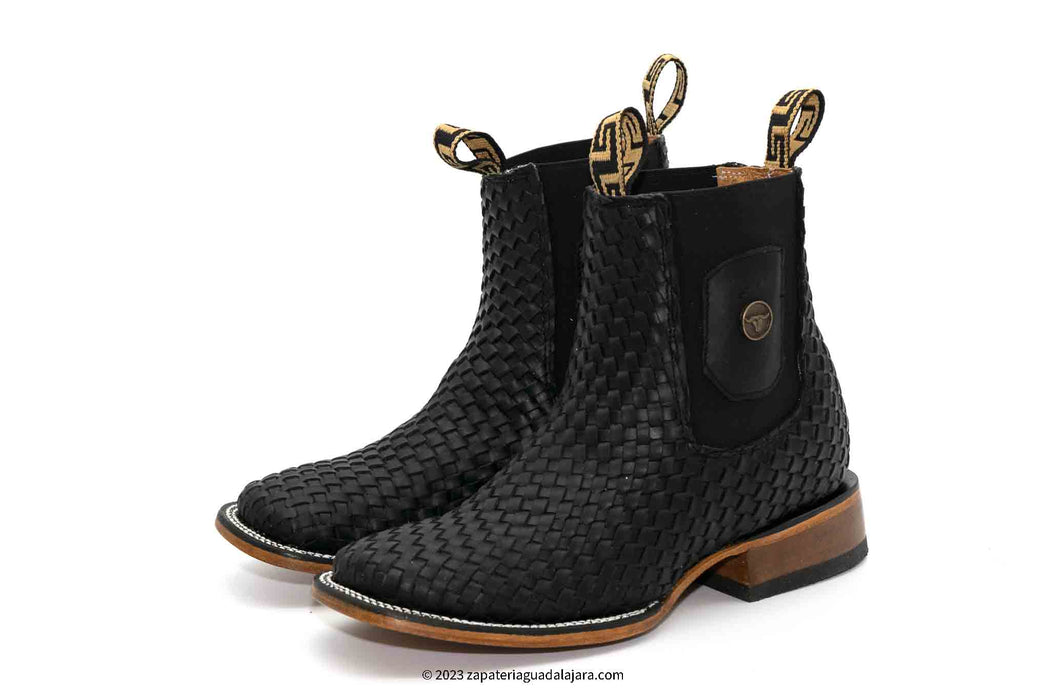H423105 WIDE SQUARE TOE PETATILLO BLACK | Genuine Leather Vaquero Boots and Cowboy Hats | Zapateria Guadalajara | Authentic Mexican Western Wear