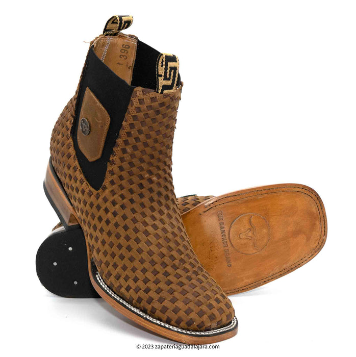 H423133 WIDE SQUARE TOE PETATILLO TAN-CHOCO | Genuine Leather Vaquero Boots and Cowboy Hats | Zapateria Guadalajara | Authentic Mexican Western Wear