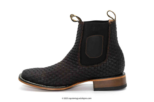 H423194 WIDE SQUARE TOE PETATILLO CHOCOLATE | Genuine Leather Vaquero Boots and Cowboy Hats | Zapateria Guadalajara | Authentic Mexican Western Wear