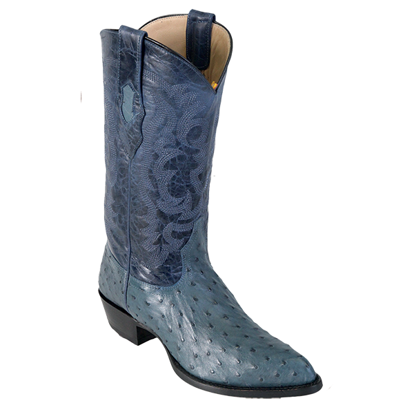 LA-990314 OSTRICH J-TOE BLUE JEAN | Genuine Leather Vaquero Boots and Cowboy Hats | Zapateria Guadalajara | Authentic Mexican Western Wear