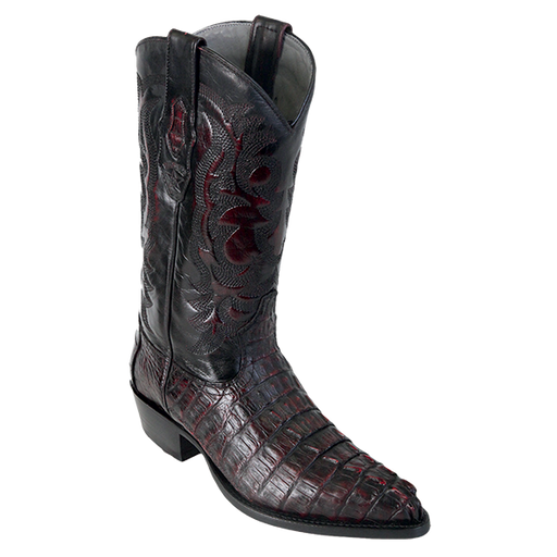 Los Altos Caiman Tail J-Toe Boot Black Cherry | Genuine Leather Vaquero Boots and Cowboy Hats | Zapateria Guadalajara | Authentic Mexican Western Wear