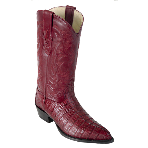 Los Altos Caiman Tail J-Toe Boot Burgundy | Genuine Leather Vaquero Boots and Cowboy Hats | Zapateria Guadalajara | Authentic Mexican Western Wear