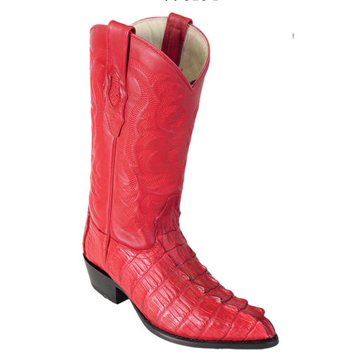 Los Altos Caiman Tail J-Toe Boot Red | Genuine Leather Vaquero Boots and Cowboy Hats | Zapateria Guadalajara | Authentic Mexican Western Wear