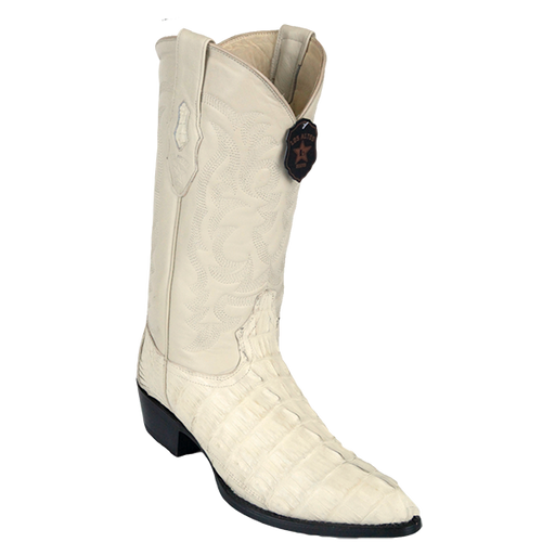 Los Altos Caiman Tail J-Toe Boot Winter White | Genuine Leather Vaquero Boots and Cowboy Hats | Zapateria Guadalajara | Authentic Mexican Western Wear