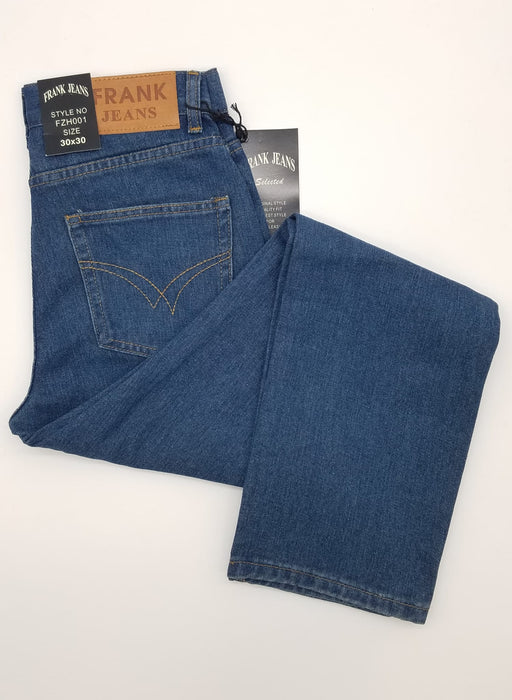 MEN DENIM JEAN PREMIUM COTTON STRAIGHT LEG STONE WASH BLUE | Genuine Leather Vaquero Boots and Cowboy Hats | Zapateria Guadalajara | Authentic Mexican Western Wear