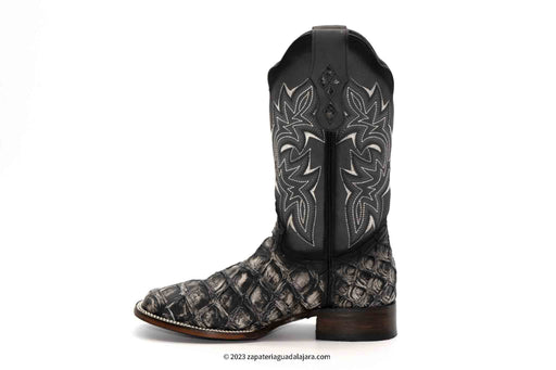 JB761 WIDE SQUARE TOE PIRARUCU RUSTIC | Genuine Leather Vaquero Boots and Cowboy Hats | Zapateria Guadalajara | Authentic Mexican Western Wear