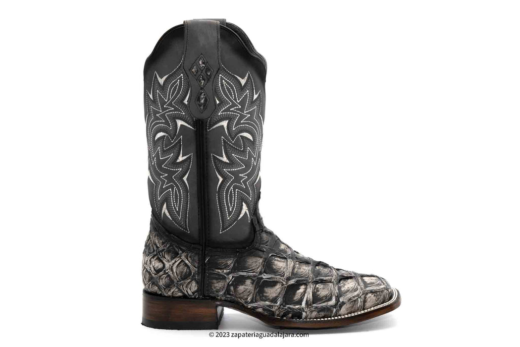 JB761 WIDE SQUARE TOE PIRARUCU RUSTIC | Genuine Leather Vaquero Boots and Cowboy Hats | Zapateria Guadalajara | Authentic Mexican Western Wear