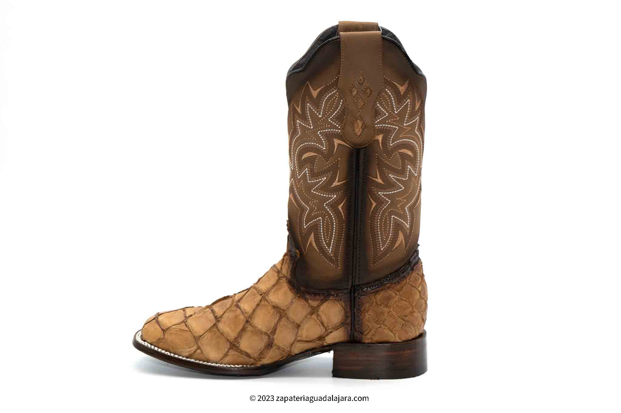 JB761 WIDE SQUARE TOE PIRARUCU ORIX | Genuine Leather Cowboy Boots and ...