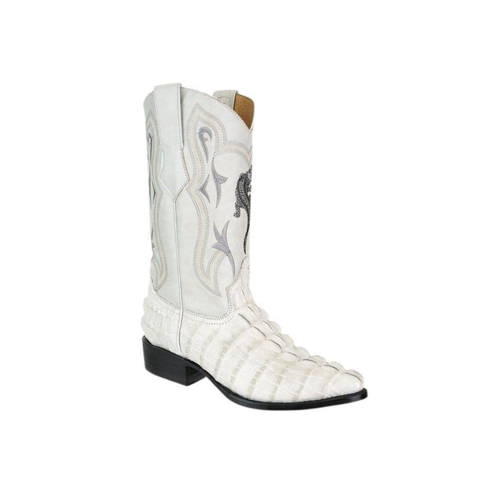 JB904 J Toe Cocodrile Print Leather Boot Bone | Genuine Leather Vaquero Boots and Cowboy Hats | Zapateria Guadalajara | Authentic Mexican Western Wear