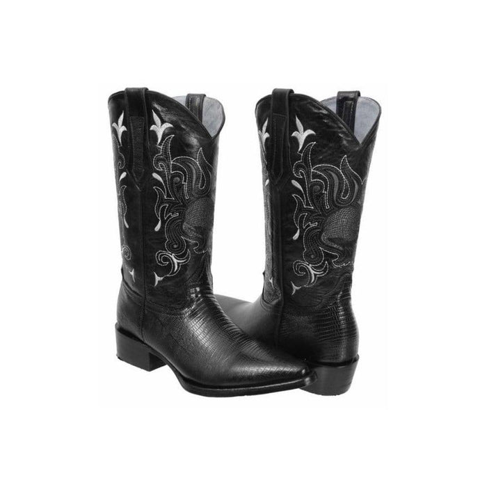 JB913 J Toe Boot Print Leather Armadillo Black | Genuine Leather Vaquero Boots and Cowboy Hats | Zapateria Guadalajara | Authentic Mexican Western Wear