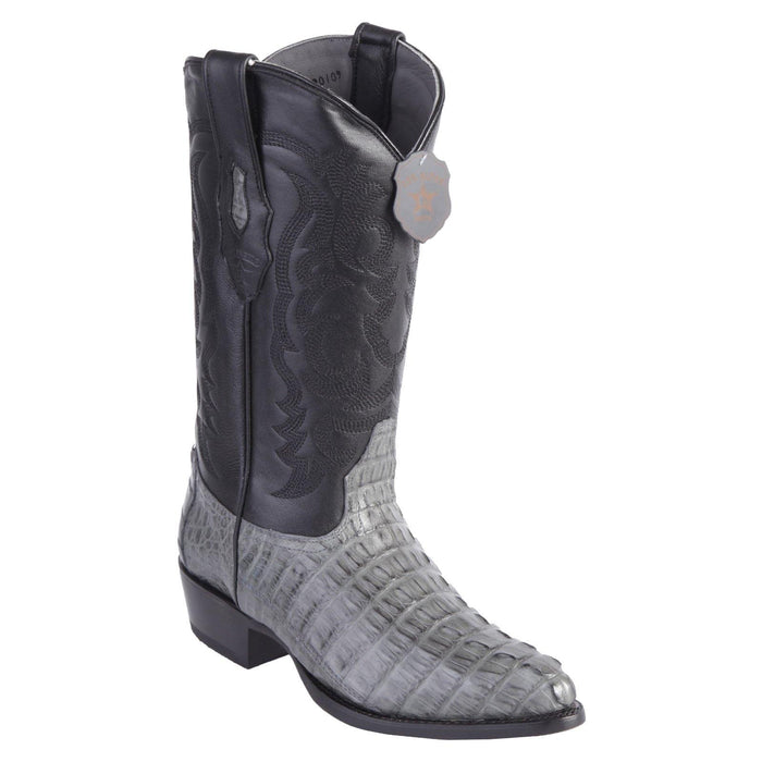 Los Altos Caiman Tail J-Toe Boot Grey | Genuine Leather Vaquero Boots and Cowboy Hats | Zapateria Guadalajara | Authentic Mexican Western Wear