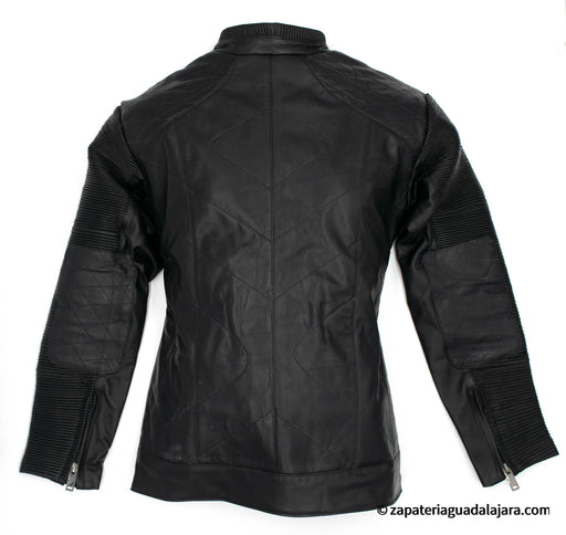 MEN BIKER LAMB LEATHER JACKET BLACK | Genuine Leather Vaquero Boots and Cowboy Hats | Zapateria Guadalajara | Authentic Mexican Western Wear