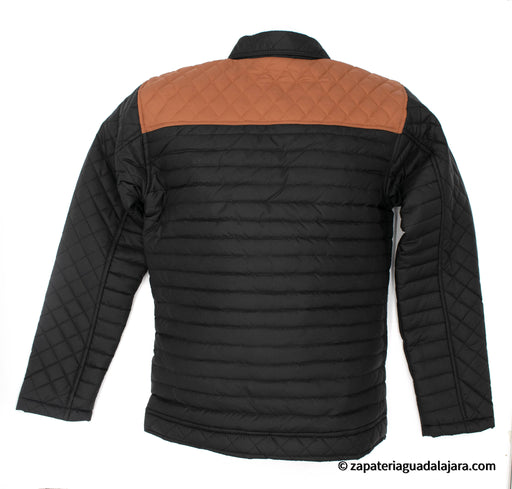 MEN POLYESTER JACKET #23 BLACK-TAN | Genuine Leather Vaquero Boots and Cowboy Hats | Zapateria Guadalajara | Authentic Mexican Western Wear