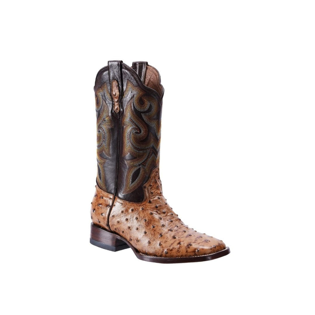 Square Toe Ostrich Print Boots