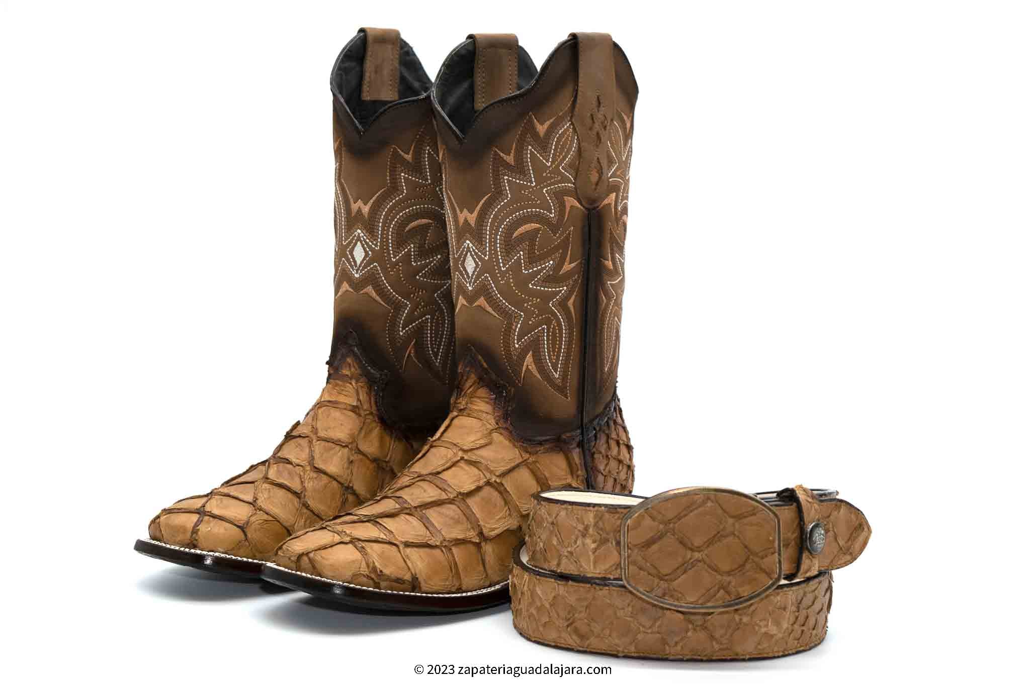 JB761 WIDE SQUARE TOE PIRARUCU ORIX | Genuine Leather Cowboy Boots and ...