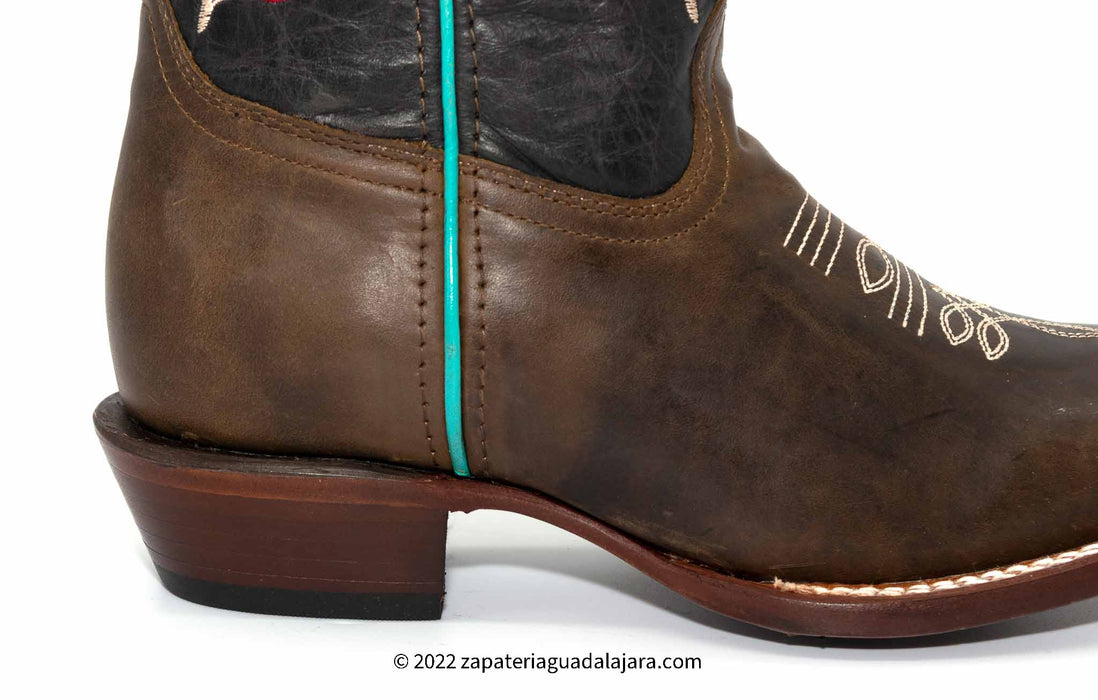 Q3125294 SQUARE TOE CHOCO | Genuine Leather Vaquero Boots and Cowboy Hats | Zapateria Guadalajara | Authentic Mexican Western Wear