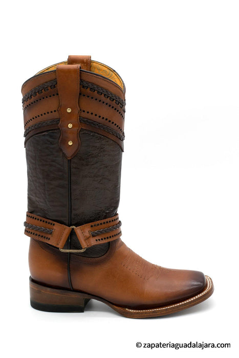 Q3224251 WOMEN WIDE SQUARE TOE COW LEATHER HONEY | Genuine Leather Vaquero Boots and Cowboy Hats | Zapateria Guadalajara | Authentic Mexican Western Wear